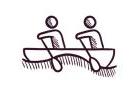 两个人在独木舟上的线条画